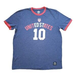 Vintage 00's Umbro United States #10 Sz Medium Mens Blue Red Ringer T-Shirt USA